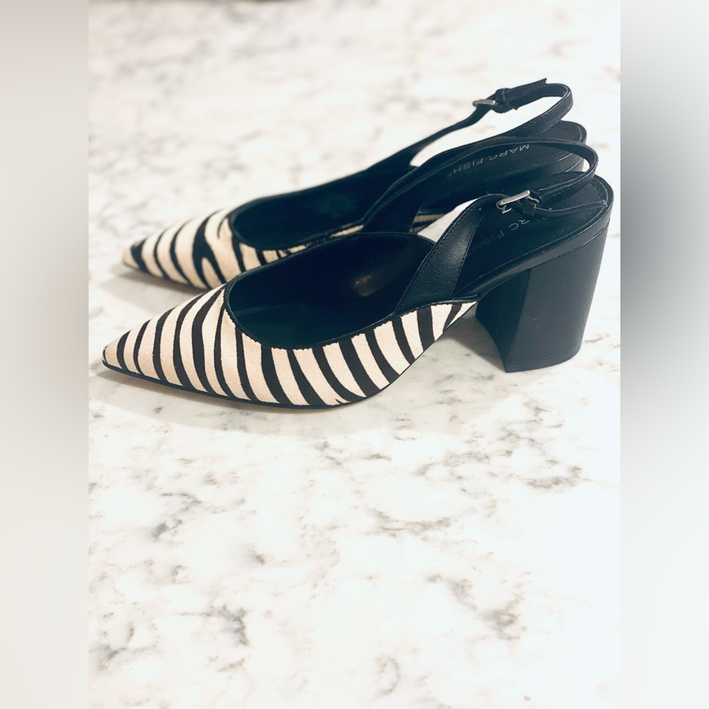 Marc Fisher Zebra Print Block Heels, Size 6 - image 5